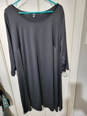 ellos Black Long Sleeve Scoop Neck Midi Dress